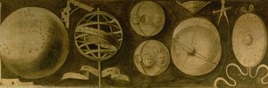 Astrologie: Verschillende instrumenten en diagrammen door Giorgione da Castelfranco